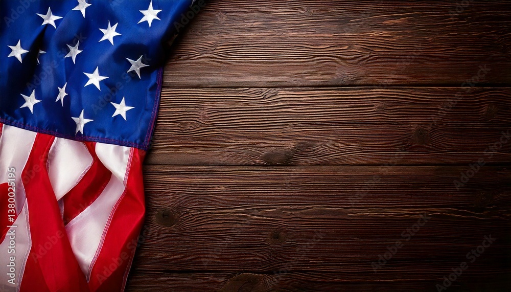 Obraz premium American flag on dark wooden background for July 4th