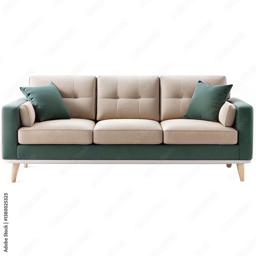 Fototapeta premium Modern Three-Seater Sofa in Various Colors on White Background