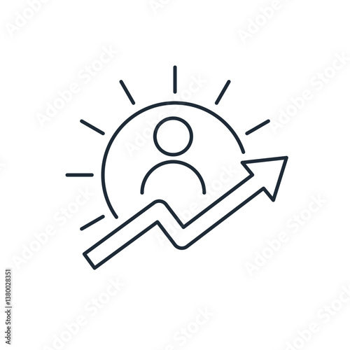 Obraz na płótnie Growth of personal business skills, mastery. Self development. Vector linear icon isolated on white background. w salonie