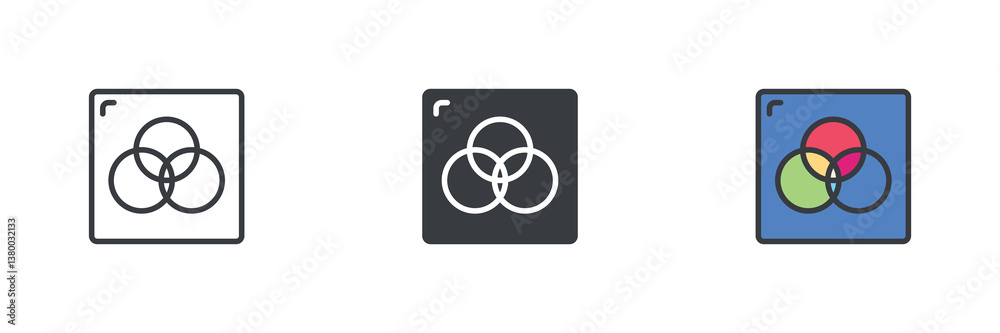 RGB color model different style icon set