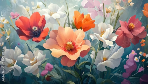 Vibrant Bouquet of Delicate Flowers with Colorful Petals