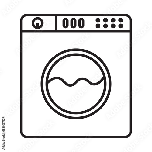 Minimalistic Black and White Laundry Machine Illustration Icon