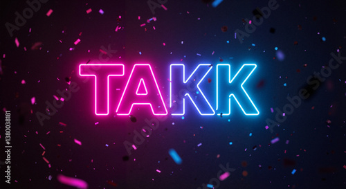 Dual-colored Neon Thank You Sign with Confetti