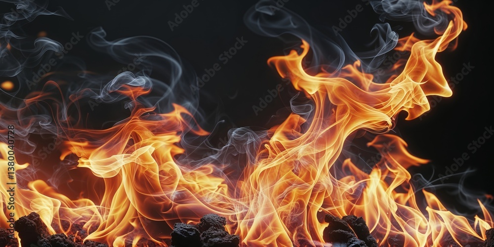 A close up of a fire burning on a black background
