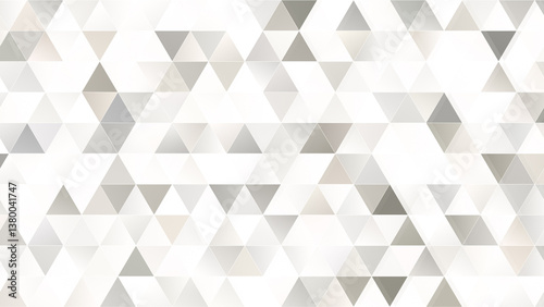 Abstract beige or light brown and gray triangle shape pattern on white. Desaturated colors. Full frame geometric triangular background in 4k resolution. Copy space.