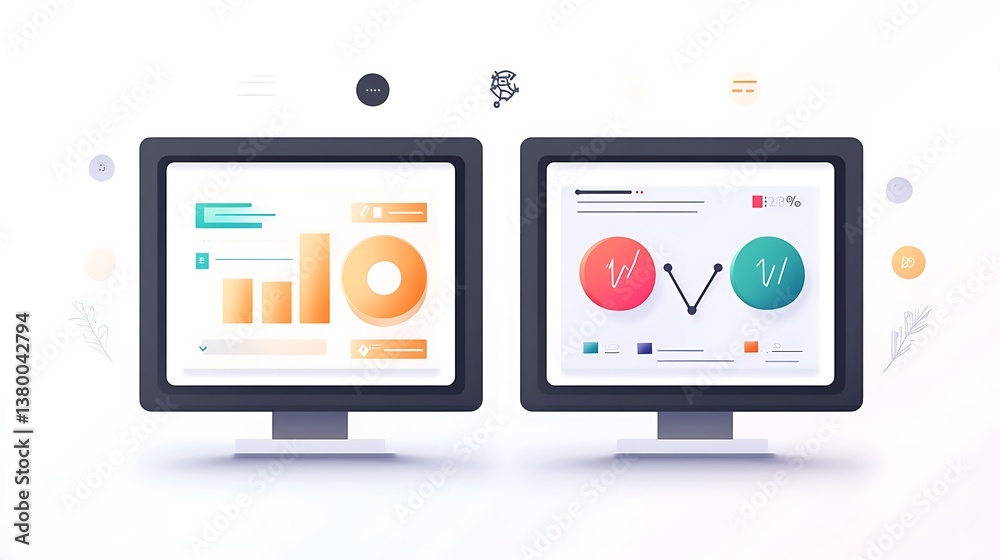Split-screen layout showing side-by-side comparison of a low-performing and high-performing ad, with engagement metrics above each, flat vector style, clean UI, neutral background, Split-screen layout showing side-by-side comparison of a low-performing and high-performing ad, with engagement metrics above each, flat vector style, clean UI, neutral background,