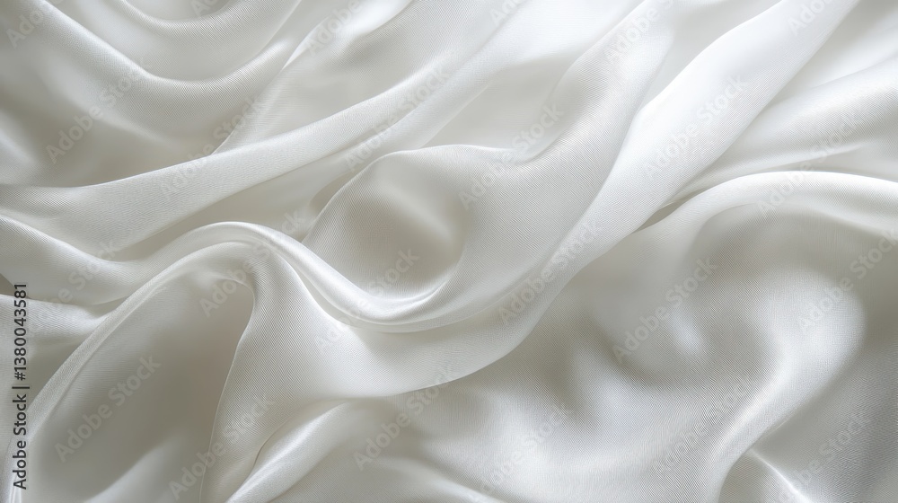 Elegant white silk fabric with gentle waves creating a luxurious texture Elegant white silk fabric with gentle waves creating a luxurious texture