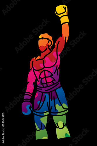 Boxing Sport Kickboxing The Winner g Action Cartoon Graphic  
