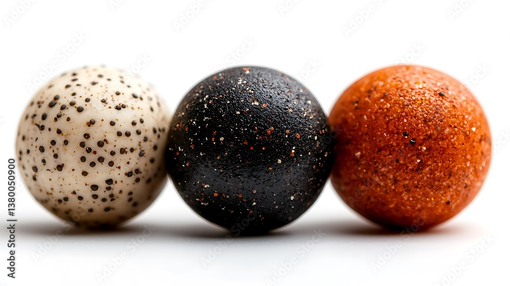 Obraz premium Trio of Speckled Marbles Cream with Black, and Rust.
