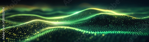 Abstract digital wave forms in vibrant glowing colors and patterns