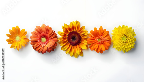 Vibrant Flowers On White Background Showcasing Colorful Beauty