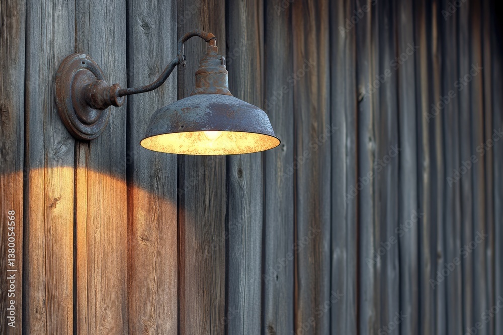 Gooseneck Light Fixture on Wooden Barn Wall for Exterior Warehouse Lighting Gooseneck Light Fixture on Wooden Barn Wall for Exterior Warehouse Lighting