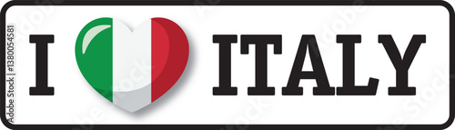 I love Italy, heart with italian flag colors showing love for Italy