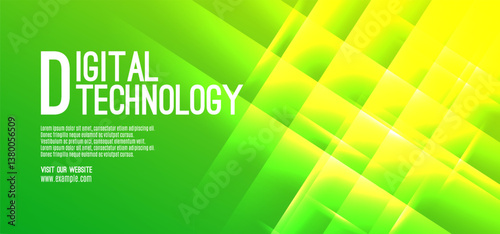 Digital technology banner yellow green background concept, cyber technology, abstract social media tech, innovation future data, internet network, Ai big data, line dot connection, illustration vector