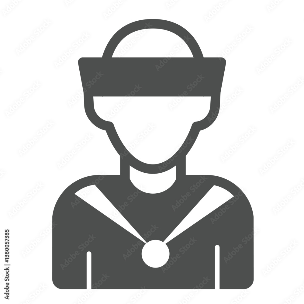 Sailor man solid icon, marine port concept. Vector graphics. Ship cabin worker boy, young man avatar sign on white background, glyph style icon for mobile or web design. Sailor man solid icon, marine port concept. Vector graphics. Ship cabin worker boy, young man avatar sign on white background, glyph style icon for mobile or web design.