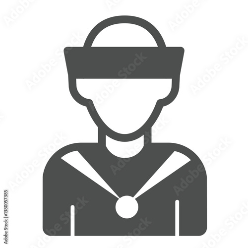 Sailor man solid icon, marine port concept. Vector graphics. Ship cabin worker boy, young man avatar sign on white background, glyph style icon for mobile or web design.