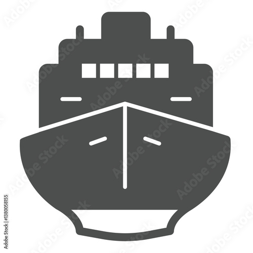 Nautical vessel solid icon, marine port concept. Vector graphics. Cruise ship, sea water transport sign on white background, glyph style icon for mobile or web design.