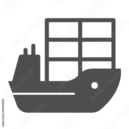 Cargo containers transportation vessel solid icon, marine port concept. Vector graphics. Water shipping, sea delivery sign on white background, glyph style icon for mobile or web design.
