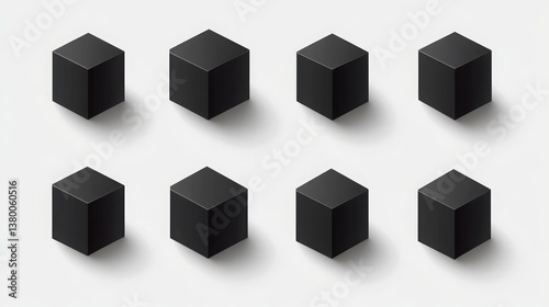 Wallpaper Mural Black Cube Collection: A set of realistic geometric 3D dark cubes, isolated. Vector illustration.  Torontodigital.ca