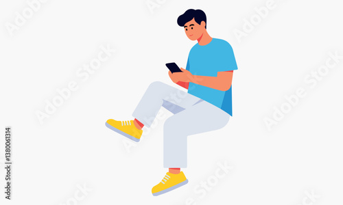 Man checking smartphone while walking, reflecting multitasking in digital age