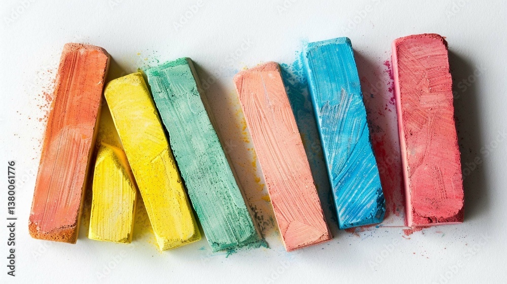Colorful chalk cut out on white background Colorful chalk cut out on white background