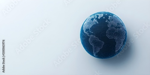 A blue globe with a white background