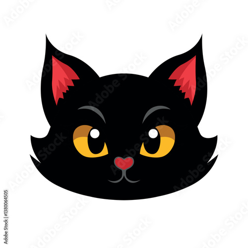 Black cat face vector adorable design