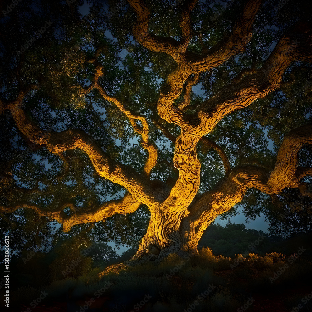 Naklejka premium Majestic Oak: Illuminated Glory