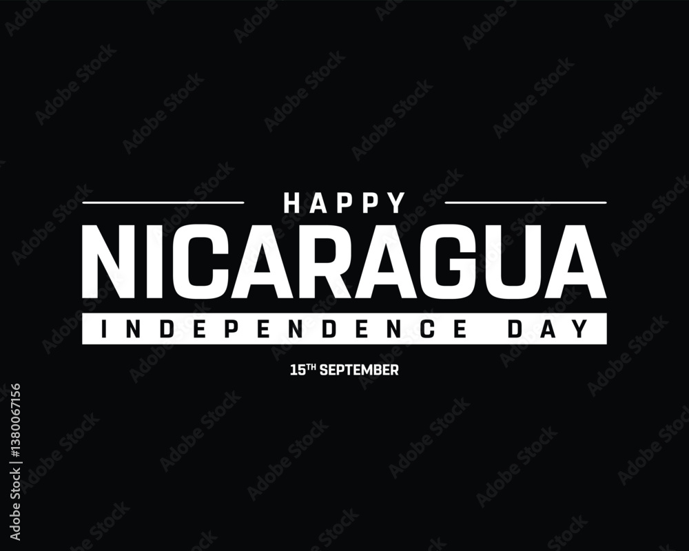 Fototapeta premium Happy Nicaragua Independence Day on a black background, Vector design of Independence Day of Nicaragua, Typographic Design of Nicaragua National Day, Flag typography of Nicaragua