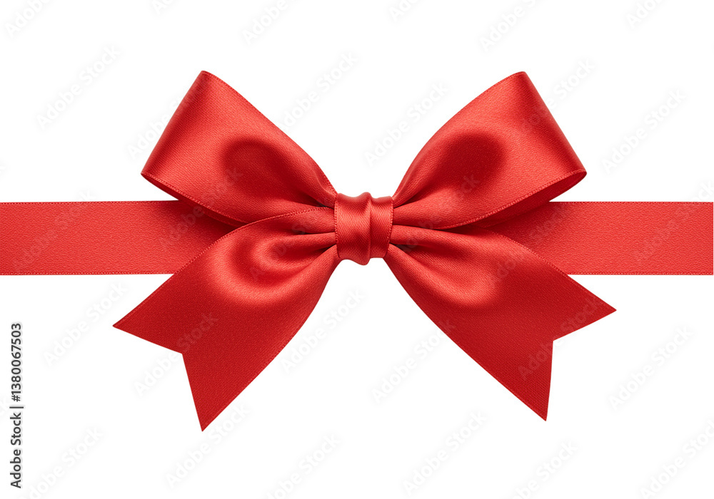 Elegant red satin bow tied neatly isolated on white background perfect for gift wrapping decoration. This beautiful bow adds touch celebration any present or package. Shiny festive bow. Elegant red satin bow tied neatly isolated on white background perfect for gift wrapping decoration. This beautiful bow adds touch celebration any present or package. Shiny festive bow.