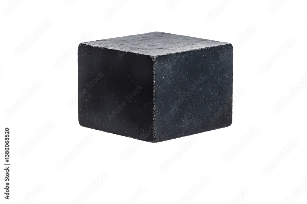 A sleek, black cube with smooth edges and a matte finish, showcasing a modern and minimalist design.