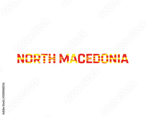 North Macedonia flag Typography on a white background, Vector design of North Macedonia flag typography, Flag of North Macedonia, National Day Design, North Macedonia Day design