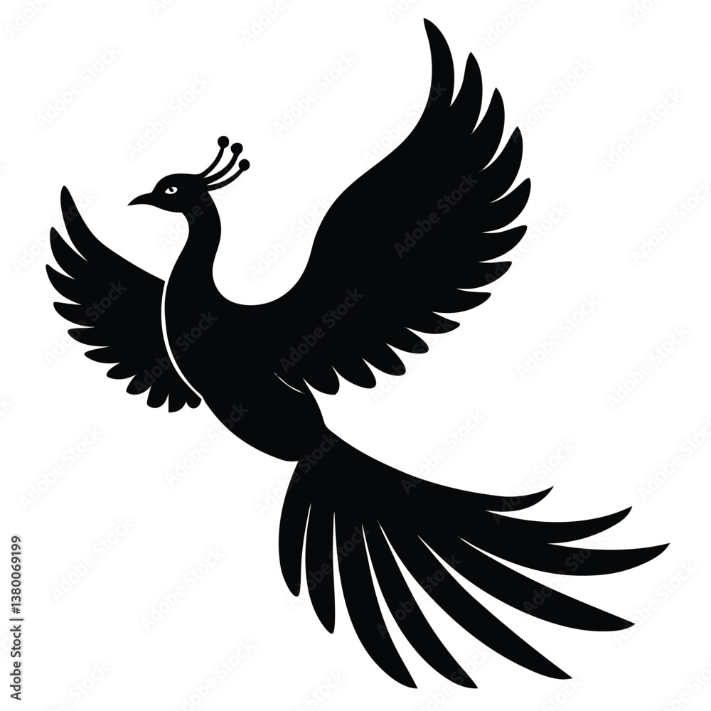 Obraz premium peacock bird silhouette vector art illustration 