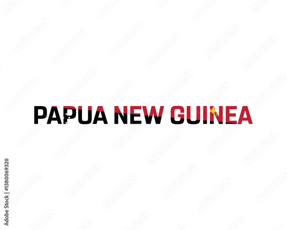 Papua New Guinea flag Typography on a white background, Vector design of Papua New Guinea flag typography, Flag of Papua New Guinea, National Day Design, Papua New Guinea Day design Papua New Guinea flag Typography on a white background, Vector design of Papua New Guinea flag typography, Flag of Papua New Guinea, National Day Design, Papua New Guinea Day design