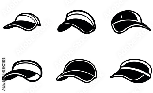 Vector Illustration of Stylish Sun Hats in Monochrome