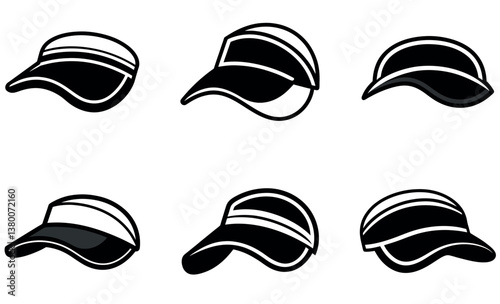 Vector Illustration of Stylish Sun Hats in Monochrome