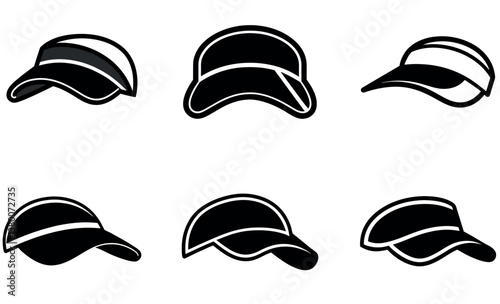 Vector Illustration of Stylish Sun Hats in Monochrome