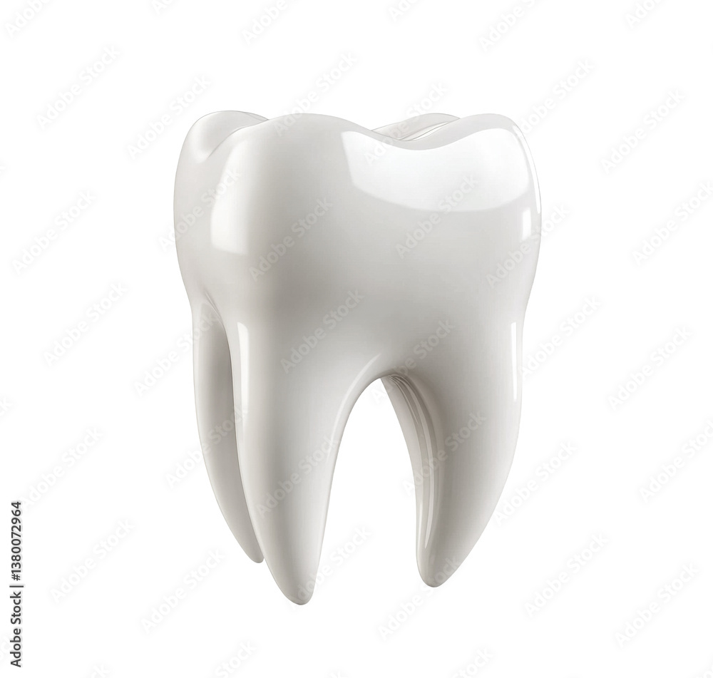 Highly detailed white tooth model with a smooth and glossy finish, isolated on a transparent cutout background Highly detailed white tooth model with a smooth and glossy finish, isolated on a transparent cutout background