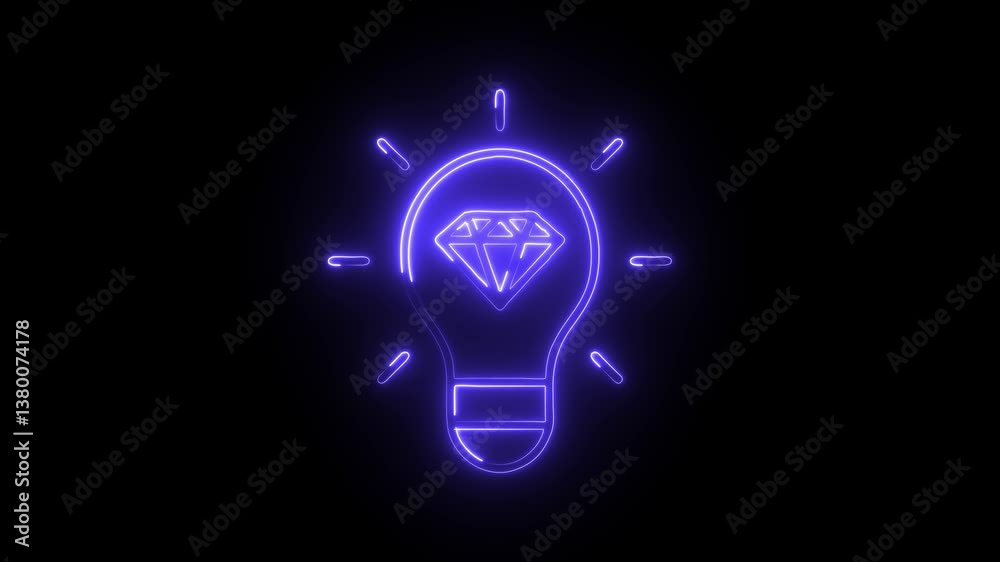 Glowing neon brilliant idea icon isolated on black background. HD Video motion graphic animation Glowing neon brilliant idea icon isolated on black background. HD Video motion graphic animation