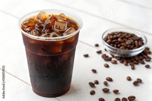 iced cold brew coffee in plastic cup
