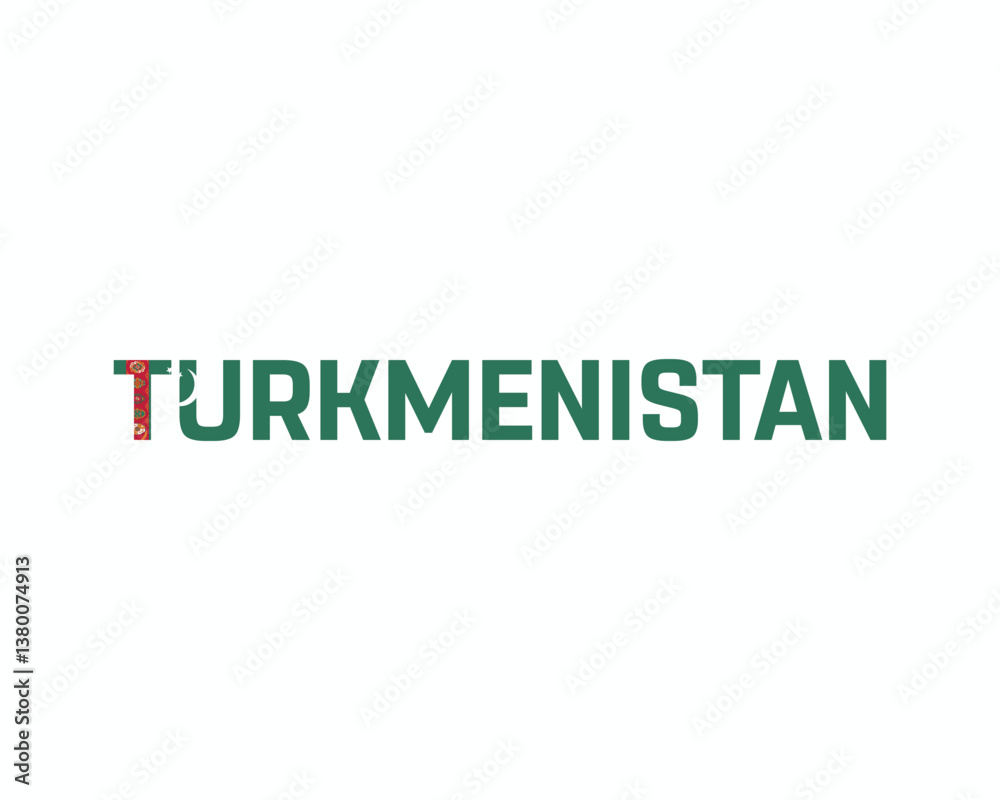 Turkmenistan flag Typography on a white background, Vector design of Turkmenistan flag typography, Flag of Turkmenistan, National Day Design, Turkmenistan Day design Turkmenistan flag Typography on a white background, Vector design of Turkmenistan flag typography, Flag of Turkmenistan, National Day Design, Turkmenistan Day design