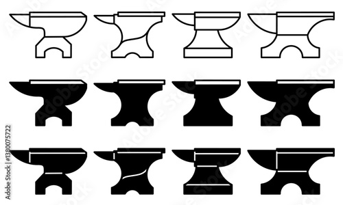 Anvil icon illustration collection. Design icon for business. Stock vector.