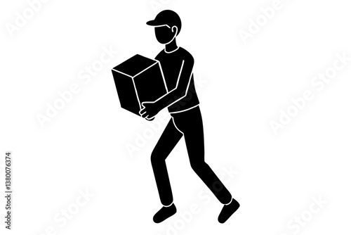 Courier Delivering man silhouette vector illustration
