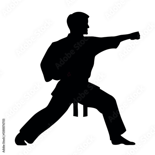 Karate silhouette front punch vector