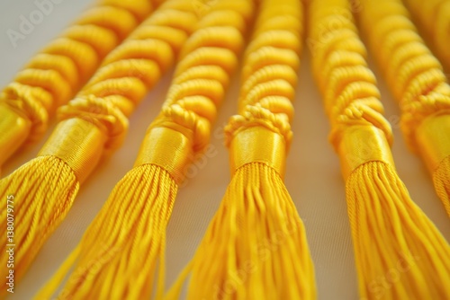 Honor Cord. Yellow and Gold Graduation Cord Draped in Graduation Regalia