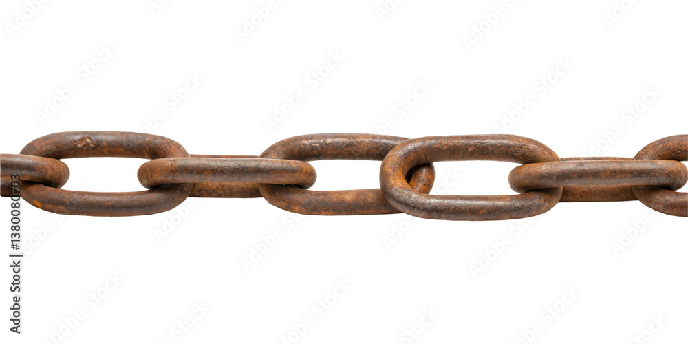 Obraz premium Vintage rusty steel chain isolated on transparent background. Cut out