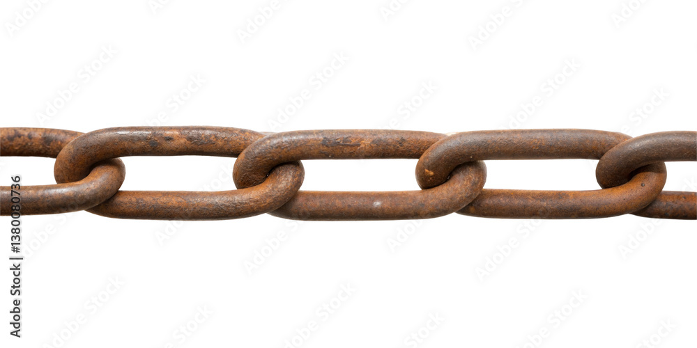 Obraz premium Vintage rusty steel chain isolated on transparent background. Cut out