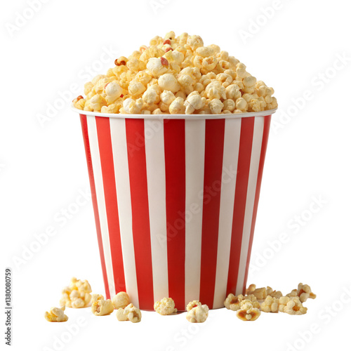 Bucket of popcorn isolated on transparent background. Png