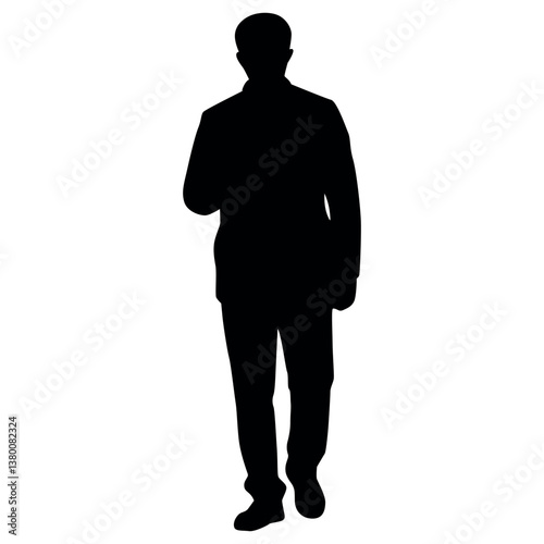 Male silhouette in suit vector casual standing pose