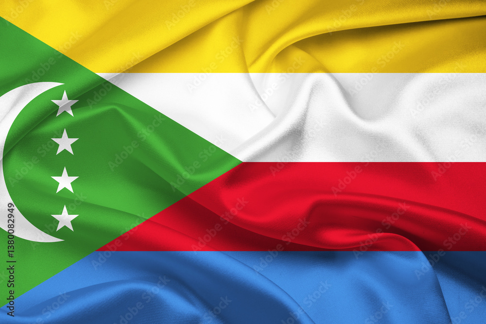 Flag Of Comoros, Comoros flag, National flag of Comoros. fabric flag of Comoros. Flag Of Comoros, Comoros flag, National flag of Comoros. fabric flag of Comoros.